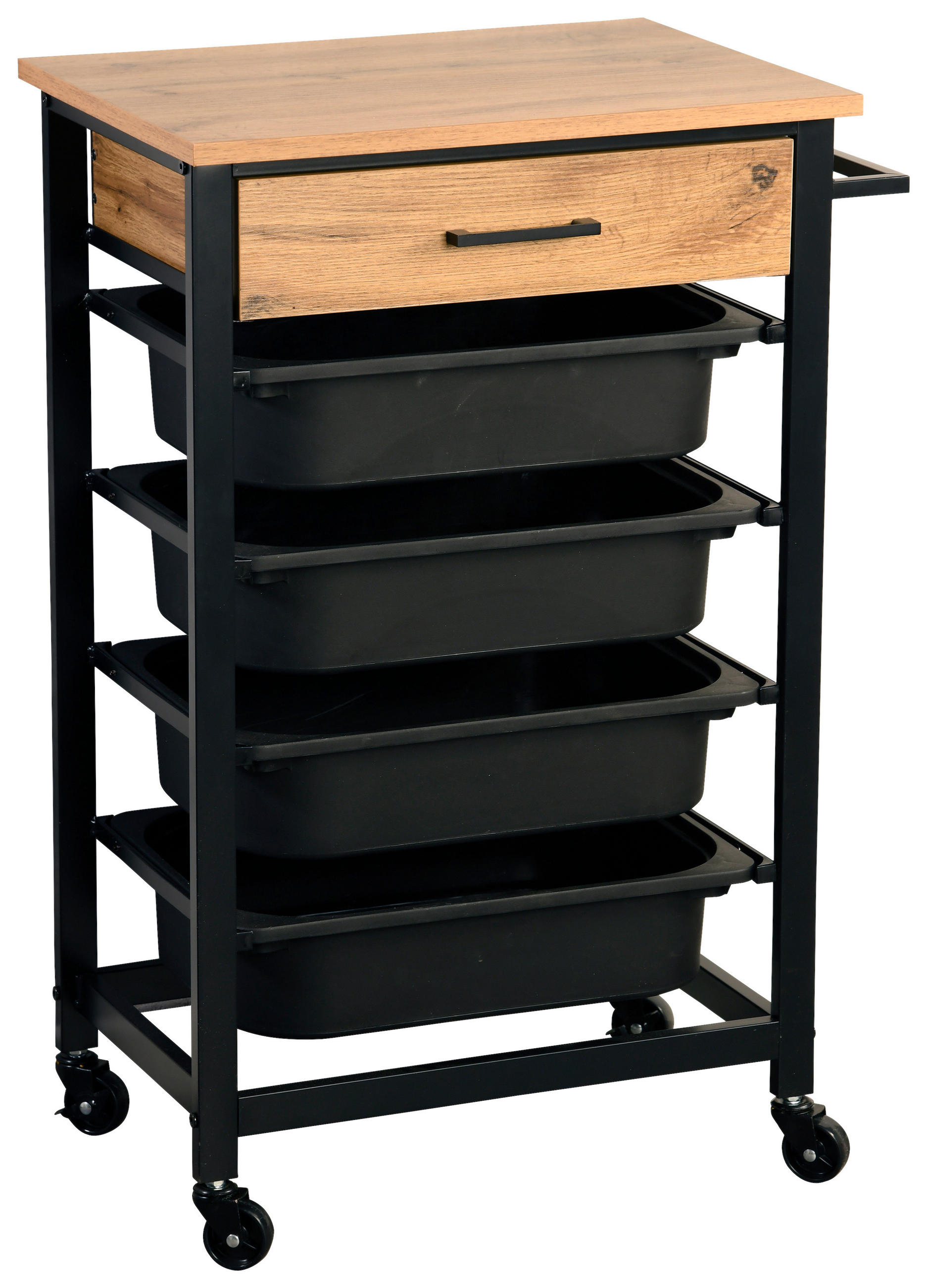 SERVIERWAGEN in Schwarz, Hellbraun  - Hellbraun/Schwarz, Basics, Holzwerkstoff/Kunststoff (47/85/37cm) - Kesper