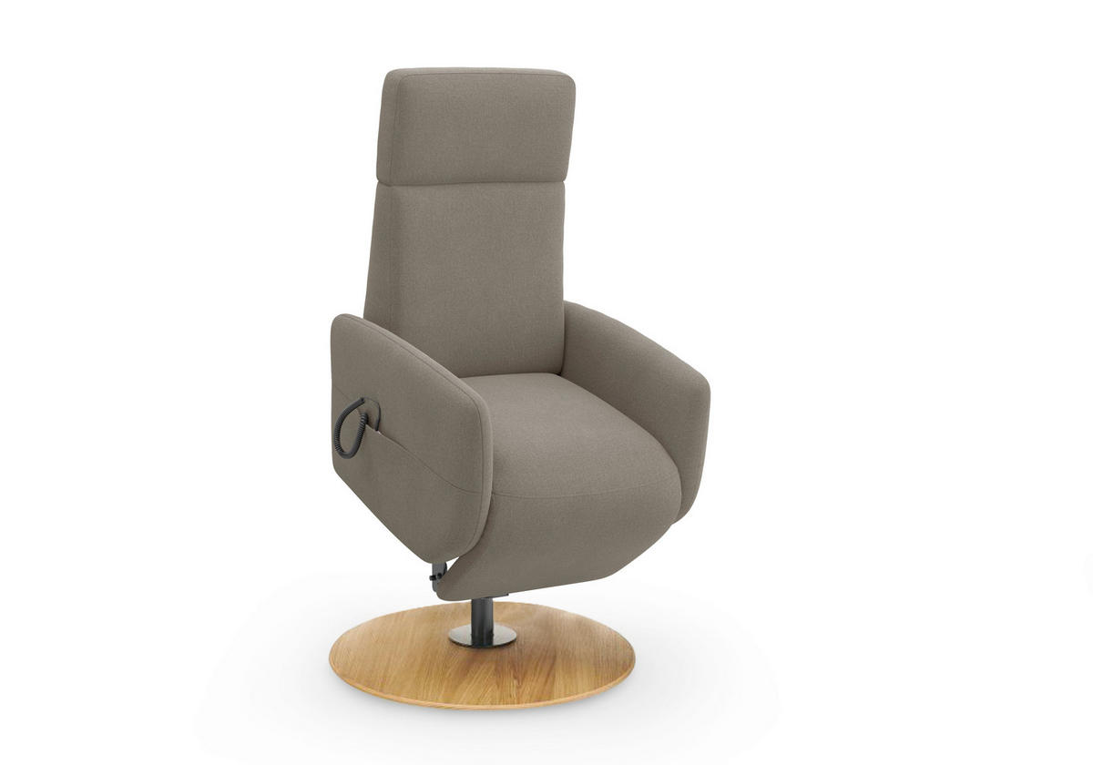 RELAXSESSEL Flachgewebe Aufstehhilfe    - Schlammfarben/Eichefarben, KONVENTIONELL, Holz/Textil (71/110/82cm) - Sit & More