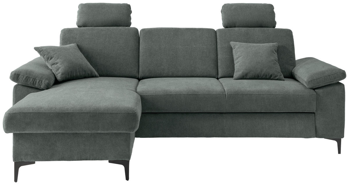 ECKSOFA Chenille Dunkelgrün  - Dunkelgrün/Schwarz, Konventionell, Textil/Metall (151/245cm) - Livetastic