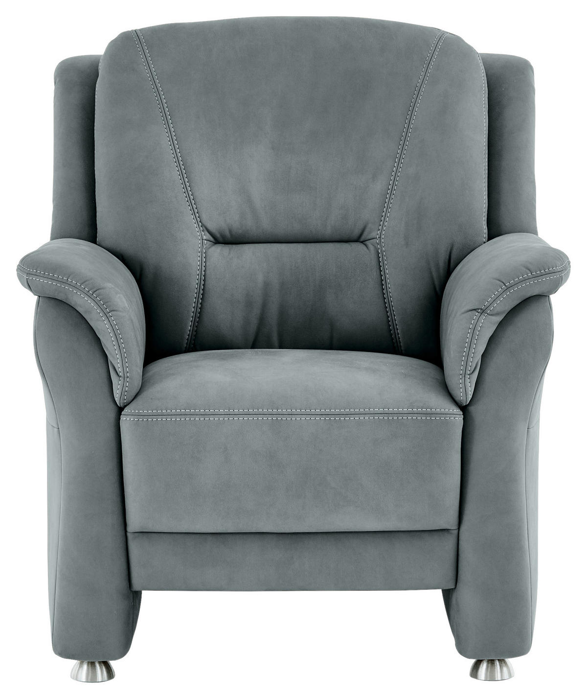 SESSEL in Mikrofaser Blaugrau  - Beige/Blaugrau, KONVENTIONELL, Textil/Metall (90/100/92cm) - Beldomo Comfort