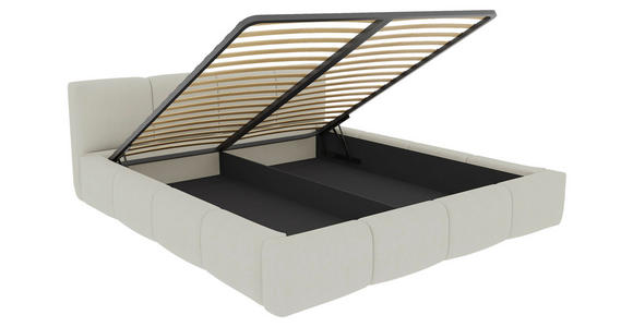 POLSTERBETT 180/200 cm,  in Beige, Lattenrost, Bettkasten,  - Beige/Schwarz, Design, Holz/Textil (180/200cm) - Xora