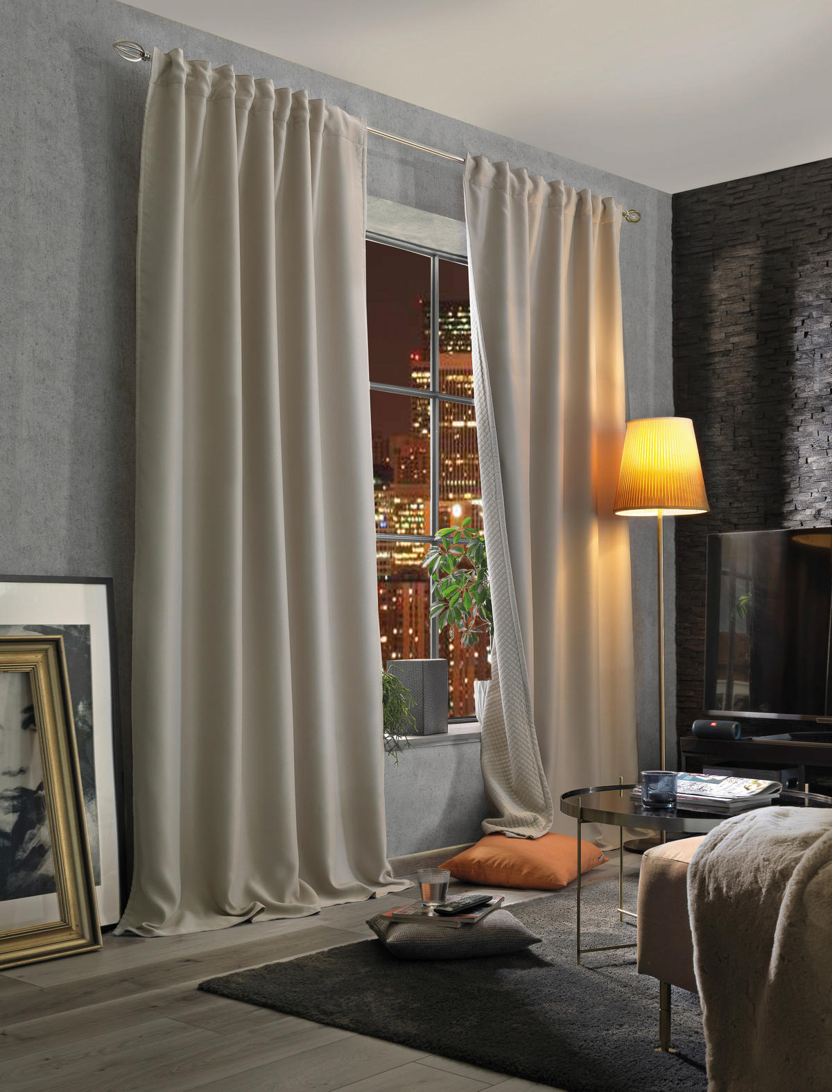 LÄRMSCHUTZVORHANG ACUSTICO Verdunkelung 135/245 cm   - Weiß, KONVENTIONELL, Textil (135/245cm)