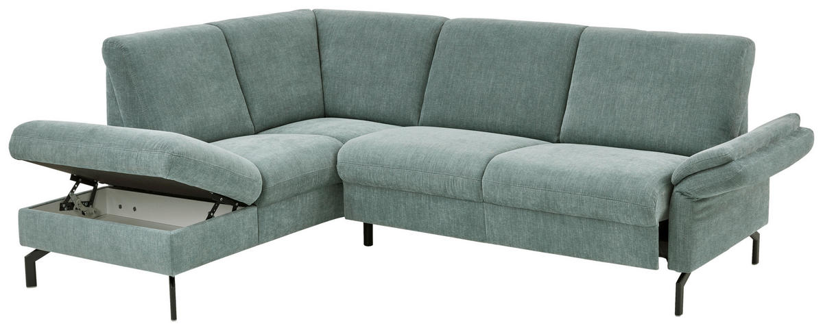 ECKSOFA in Chenille Blau  - Blau/Schwarz, Konventionell, Textil/Metall (190/241cm) - Beldomo Comfort