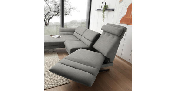 ECKSOFA Hellgrau Flachgewebe  - Hellgrau/Schwarz, Design, Textil/Metall (176-217/279-327cm) - Dieter Knoll