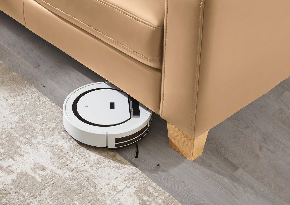 ECKSOFA in Echtleder Honig  - Eiche Bianco/Honig, Natur, Leder/Holz (235/257cm) - Valdera