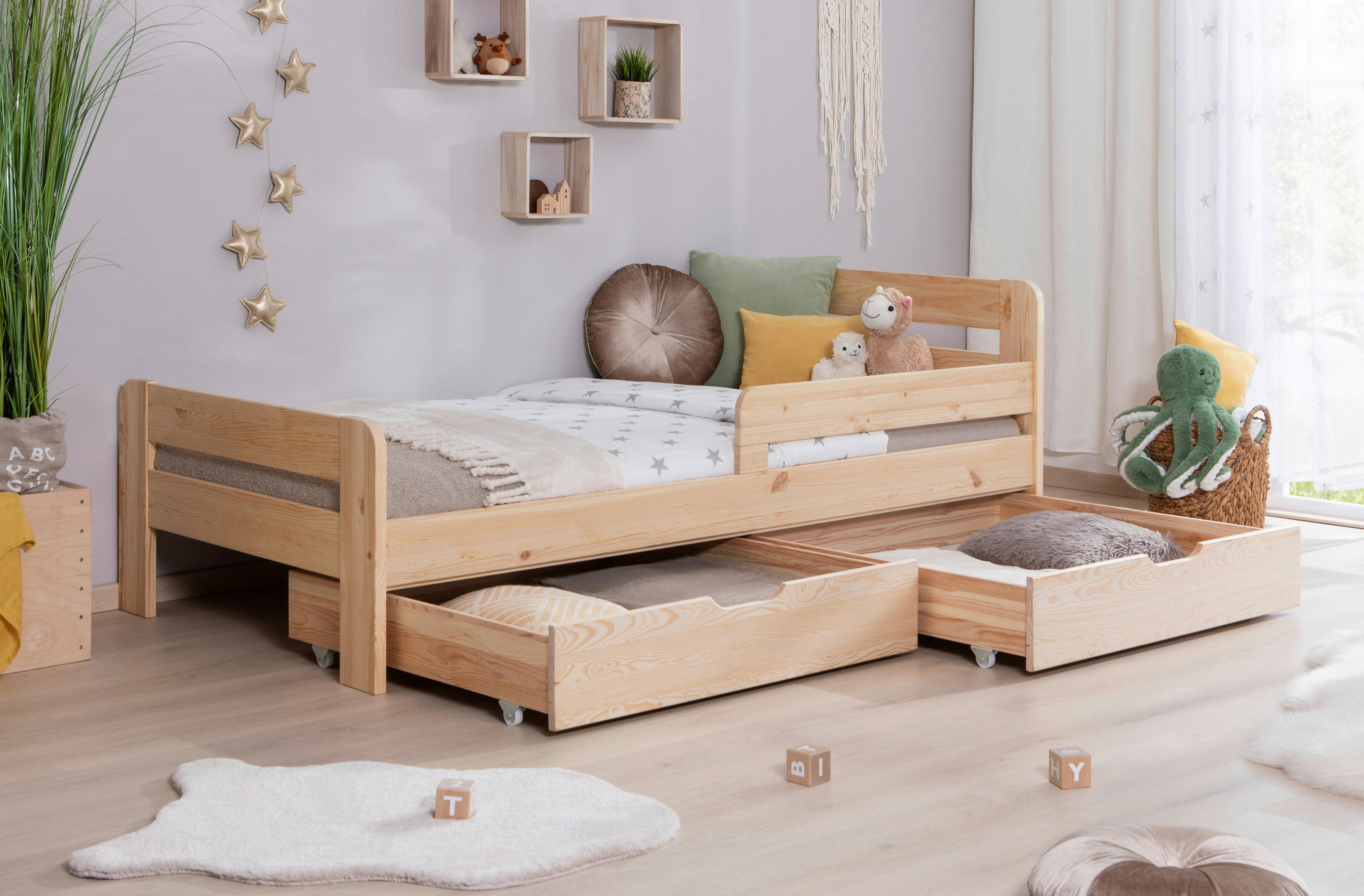 STAURAUMBETT 90/200 cm  in Naturfarben  - Naturfarben, MODERN, Holz (90/200cm) - MID.YOU