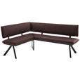 ECKBANK 165/205 cm  in Schwarz, Dunkelbraun  - Dunkelbraun/Schwarz, MODERN, Textil/Metall (165/205cm) - Cantus