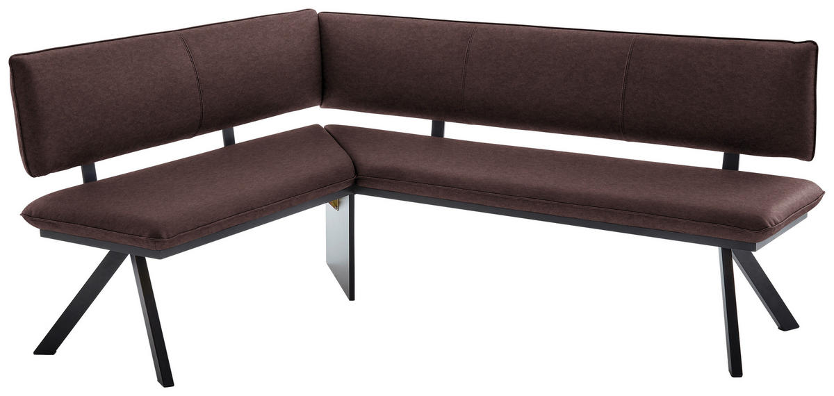ECKBANK in Metall, Textil Dunkelbraun  - Dunkelbraun/Schwarz, Modern, Textil/Metall (150/190cm) - Cantus