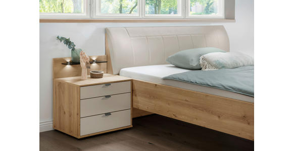BETT 180/190 cm  in Weiß, Eiche Bianco  - Eiche Bianco/Weiß, KONVENTIONELL, Holzwerkstoff/Textil (180/190cm) - Dieter Knoll