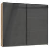 SCHWEBETÜRENSCHRANK 200/216/65 cm 2-türig Grau, Eichefarben  - Chromfarben/Eichefarben, MODERN, Holzwerkstoff (200/216/65cm) - MID.YOU