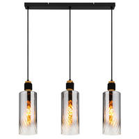 HÄNGELEUCHTE 68/12/150 cm    - Klar/Schwarz, Design, Glas/Holz (68/12/150cm) - Globo