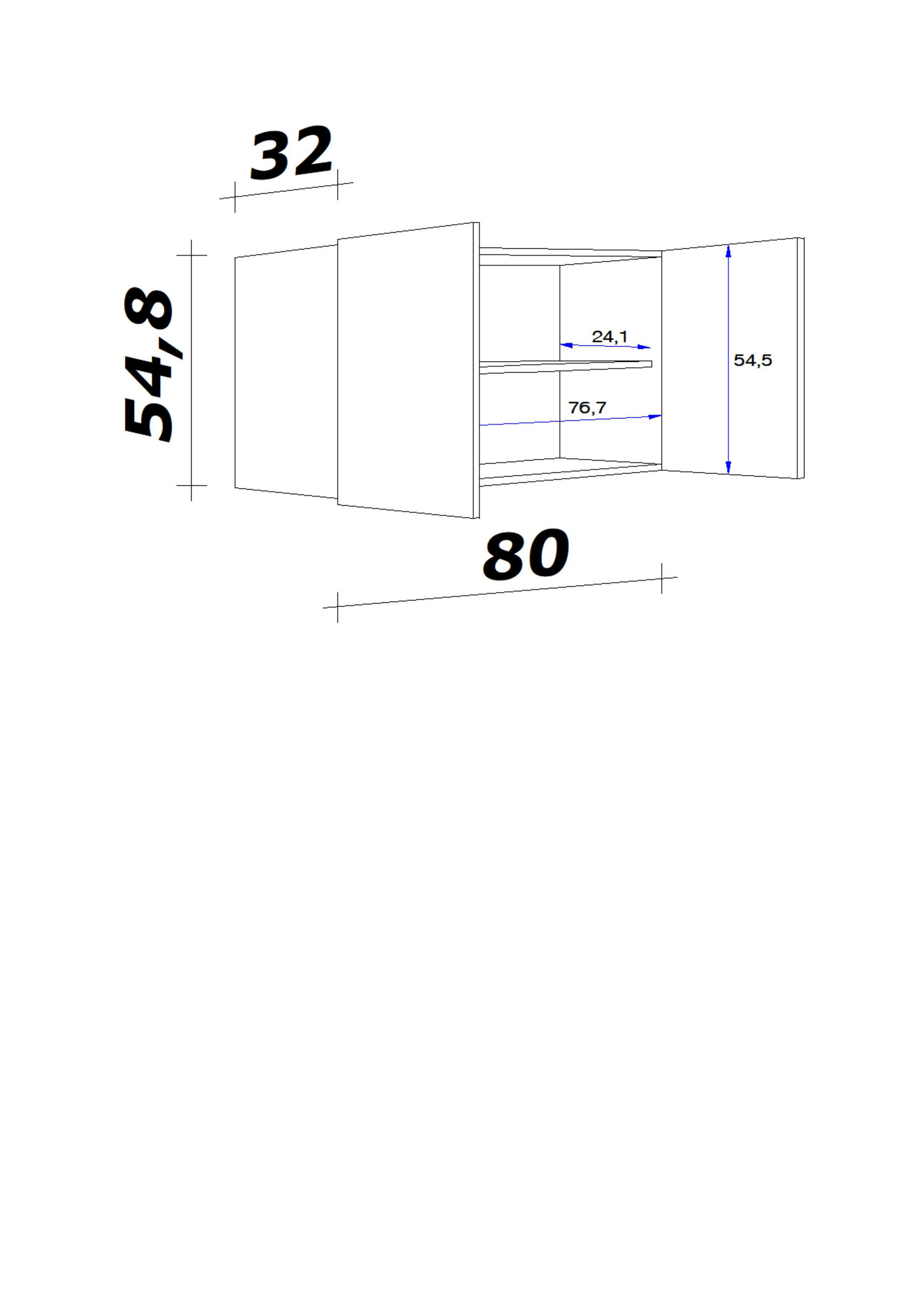 KÜCHENOBERSCHRANK 80/54,8/32 cm  in Eiche San Remo  - Edelstahlfarben/Eiche San Remo, MODERN, Holzwerkstoff/Metall (80/54,8/32cm) - FlexWell