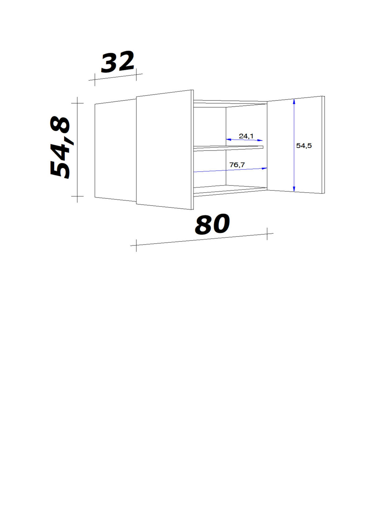 KÜCHENOBERSCHRANK 80/54/32 cm  in Buchefarben  - Edelstahlfarben/Buchefarben, MODERN, Holzwerkstoff/Kunststoff (80/54/32cm) - FlexWell