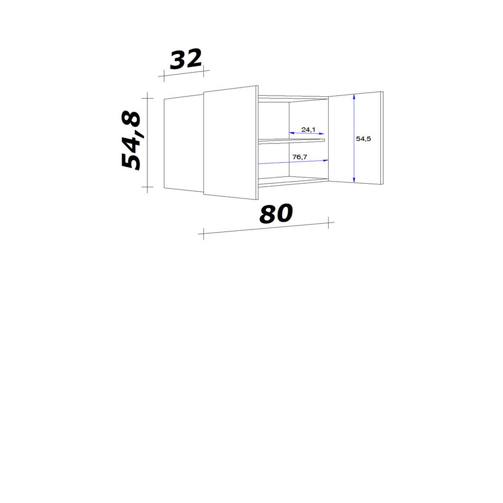 Thumbnail - FlexWell Küchenoberschrank, Eiche San Remo, Dunkelgrau, Metall, 1 Fächer, einzeln stellbar, 80x54x32 cm, Made in Germany...