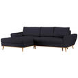 ECKSOFA in Webstoff Dunkelblau  - Eichefarben/Dunkelblau, Design, Holz/Textil (175/282cm) - Carryhome