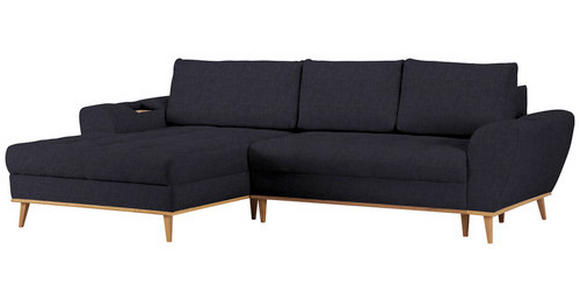 ECKSOFA in Webstoff Dunkelblau  - Eichefarben/Dunkelblau, Design, Holz/Textil (175/282cm) - Carryhome