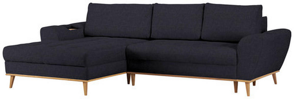 ECKSOFA Dunkelblau Webstoff  - Eichefarben/Dunkelblau, Design, Holz/Textil (175/282cm) - Carryhome