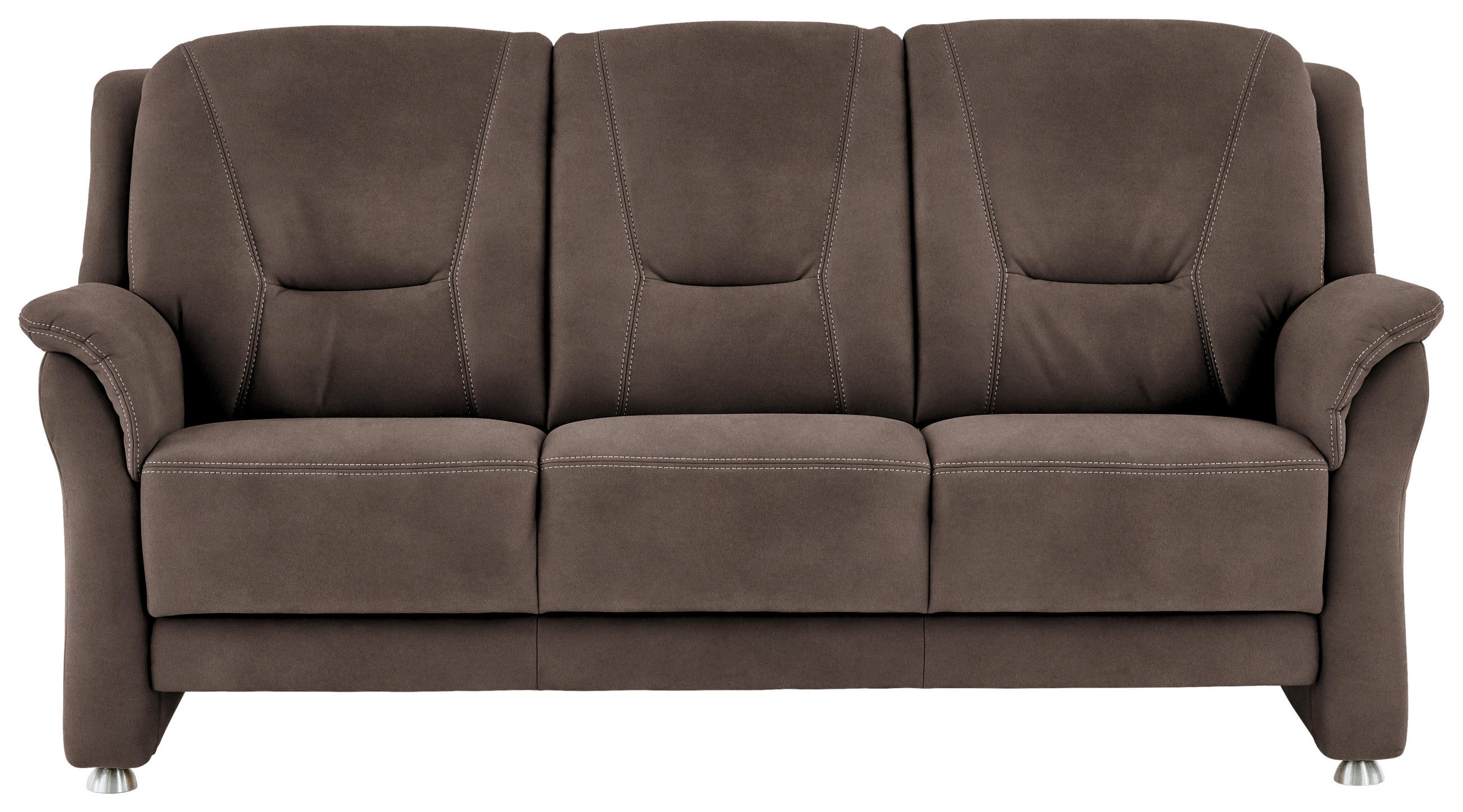 3-SITZER-SOFA in Mikrofaser Graubraun  - Graubraun/Beige, Konventionell, Textil/Metall (198/100/89cm) - Beldomo Comfort