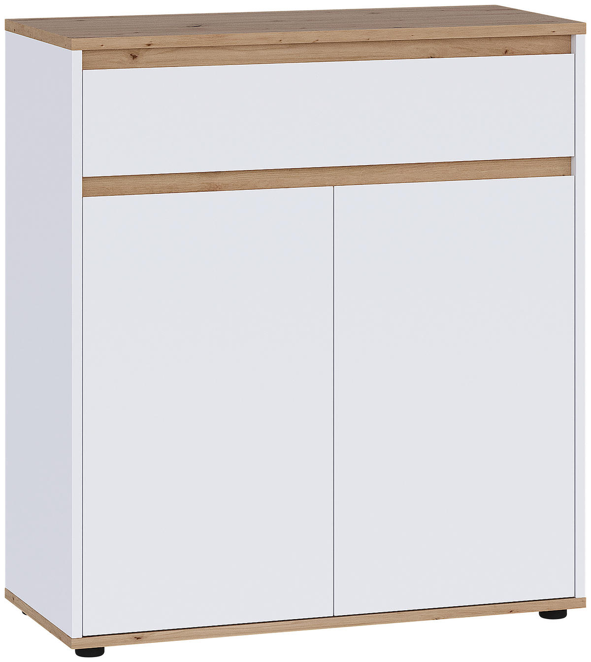 KOMMODE , 80/93/38 cm, 1 Schublade(n)  - Schwarz/Weiß, MODERN, Holzwerkstoff/Kunststoff (80/93/38cm) - Carryhome