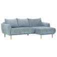 ECKSOFA Blau Flachgewebe  - Blau/Buchefarben, KONVENTIONELL, Holz/Textil (230/144cm) - Carryhome