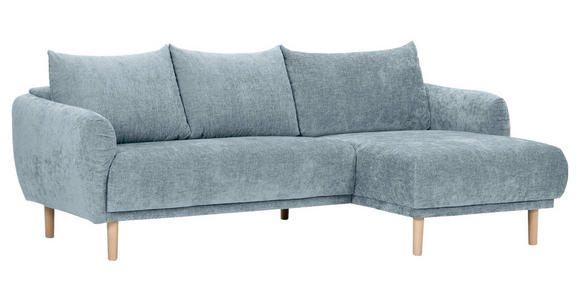 ECKSOFA Blau Flachgewebe - Blau/Buchefarben, KONVENTIONELL, Holz/Textil (230/144cm) - Carryhome