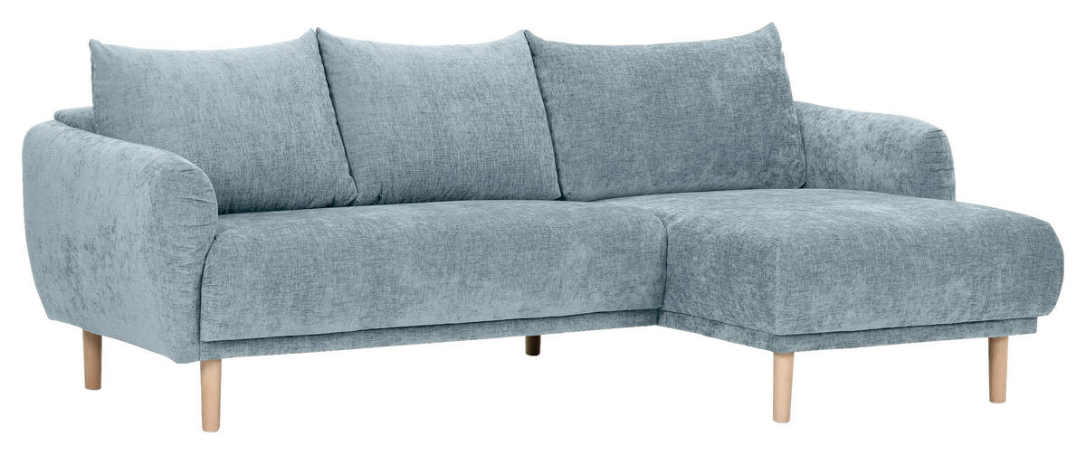 ECKSOFA Blau Flachgewebe  - Blau/Buchefarben, KONVENTIONELL, Holz/Textil (230/144cm) - Carryhome
