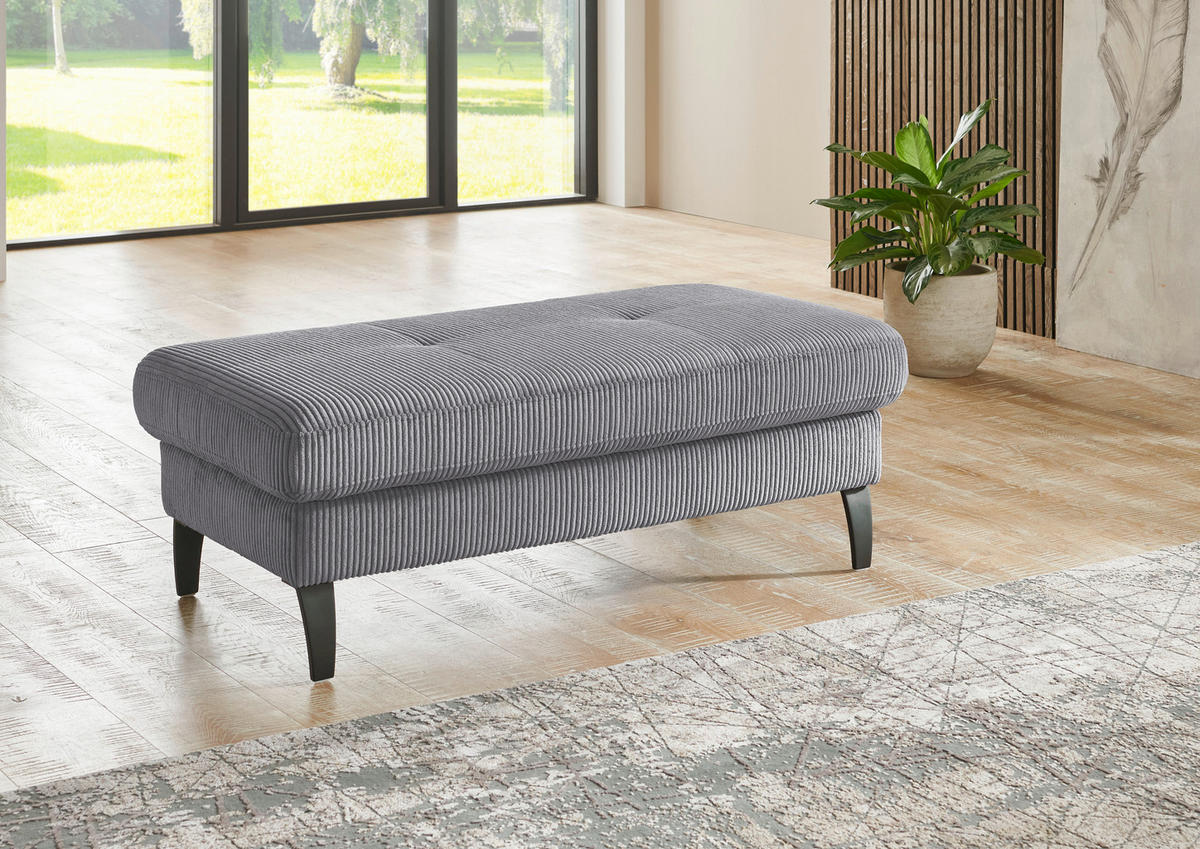 HOCKER in Textil Anthrazit  - Anthrazit/Schwarz, Modern, Textil/Metall (130/45/67cm) - Beldomo Style