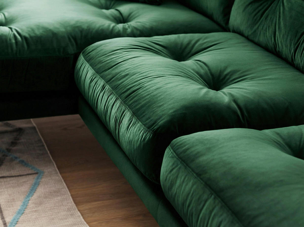 ECKSOFA Eckteil  TOKIO-REC.2S Grün Samt  - Grün, MODERN, Holz/Textil (275/157cm) - MID.YOU