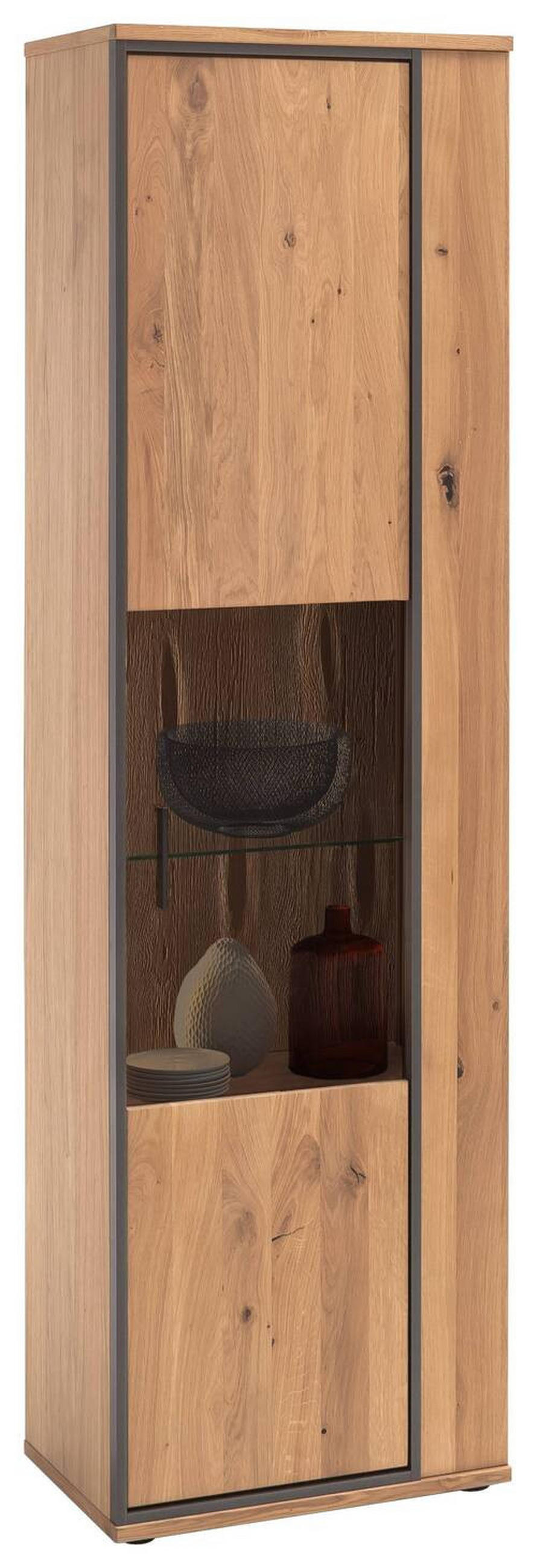 VITRINE Anthrazit, Eichefarben  60/209/37 cm  - Eichefarben/Anthrazit, Konventionell, Glas/Holz (60/209/37cm) - Landscape