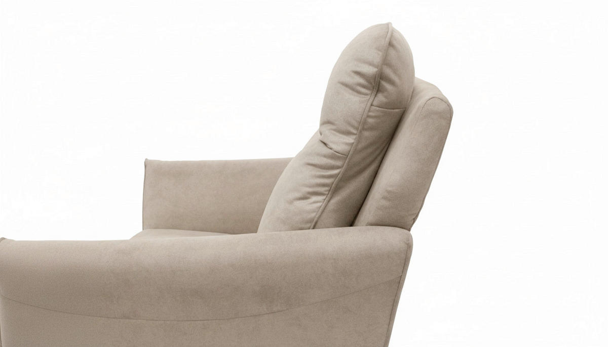 2-SITZER-SOFA  in Mikrofaser Beige Skandinavisch, Modern  - Beige/Buchefarben, Design, Holz/Textil (145/110/92cm) - Livetastic