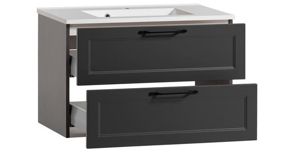 WASCHTISCHKOMBI 80 cm - Schwarz/Graphitfarben, KONVENTIONELL, Holzwerkstoff/Stein (80cm) - Xora