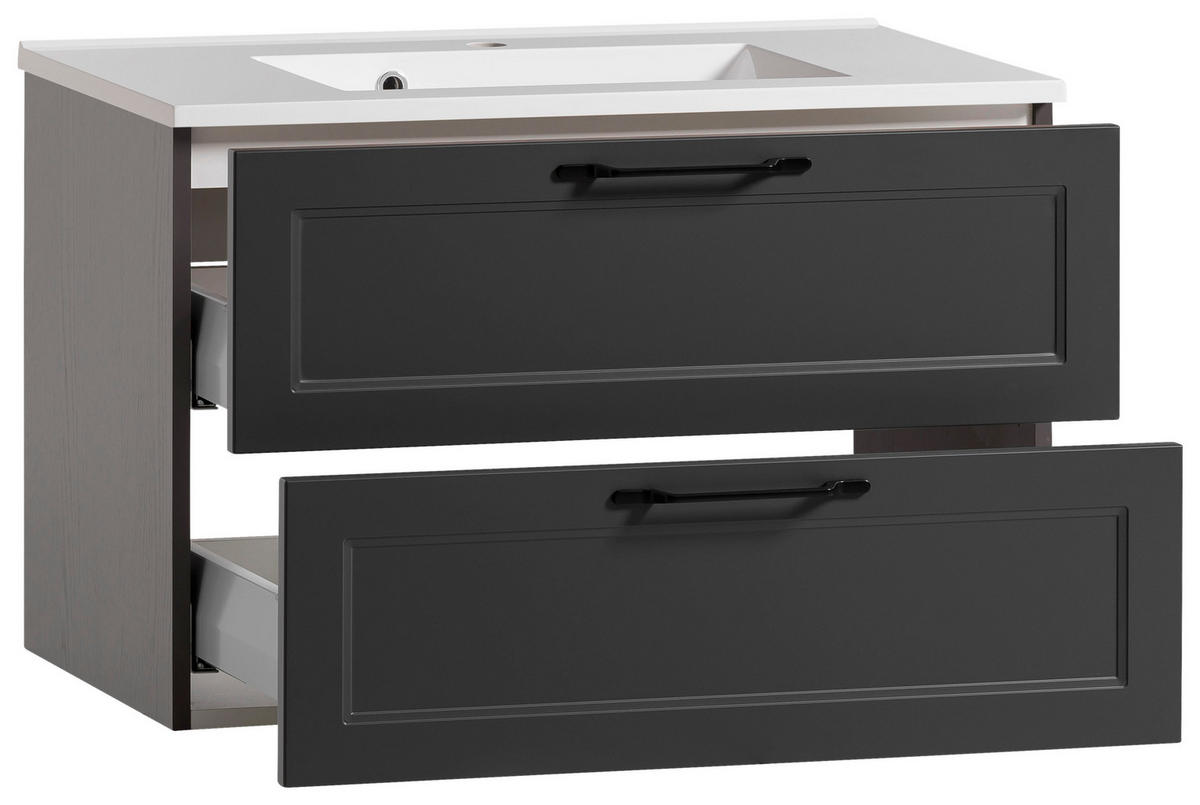 WASCHTISCHKOMBI 80 cm  - Schwarz/Graphitfarben, KONVENTIONELL, Holzwerkstoff/Stein (80cm) - Xora
