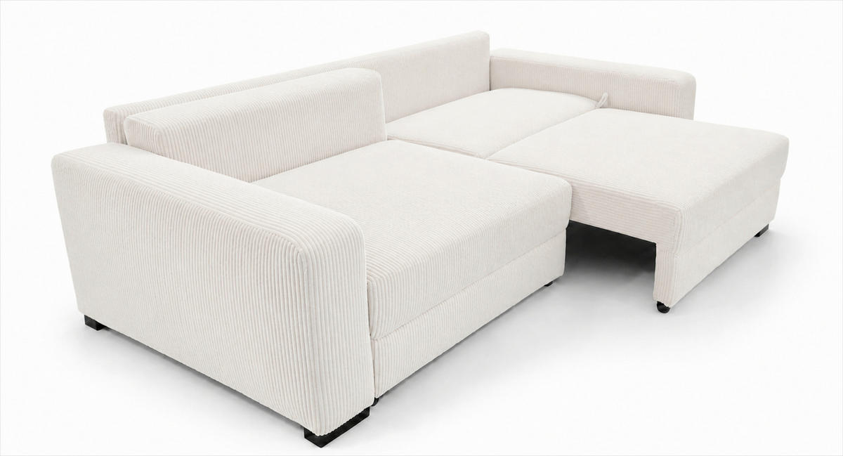 3-SITZER-SOFA Cord Beige  - Beige/Schwarz, Basics, Holz/Textil (250/90/110cm) - MID.YOU