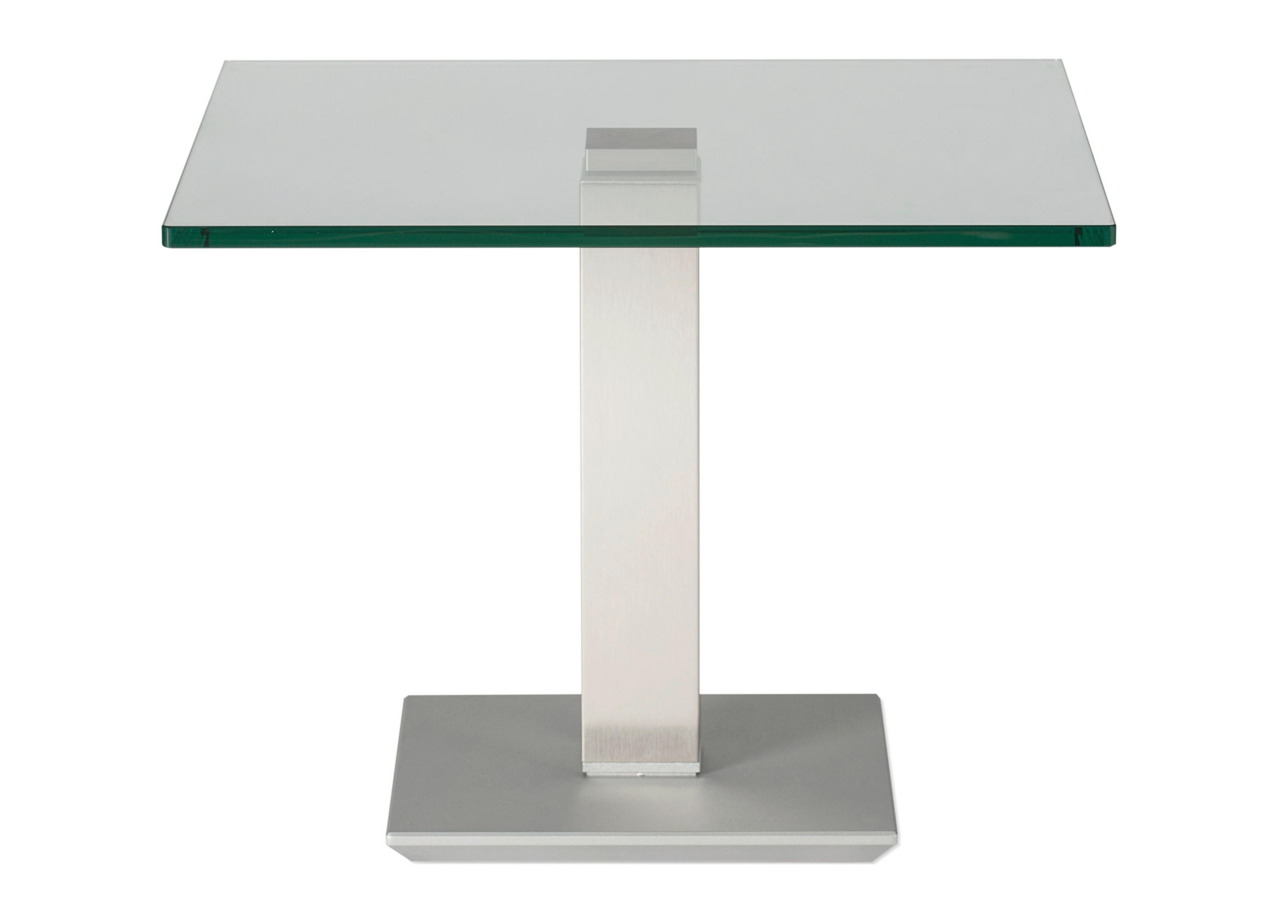 BEISTELLTISCH 60/60/46-65 cm Edelstahlfarben quadratisch  - Edelstahlfarben/Nickelfarben, Design, Glas/Metall (60/60/46-65cm)