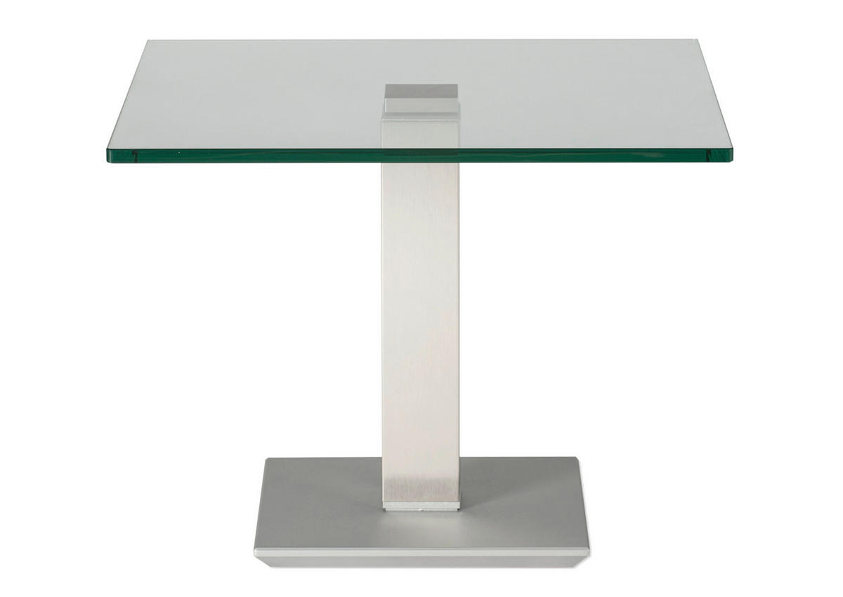 BEISTELLTISCH in Metall, Glas 60/60/46-65 cm  - Edelstahlfarben/Nickelfarben, Design, Glas/Metall (60/60/46-65cm)
