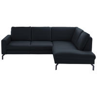 ECKSOFA Echtleder Dunkelblau  - Schwarz/Dunkelblau, Design, Leder/Metall (250/194cm) - Beldomo Premium