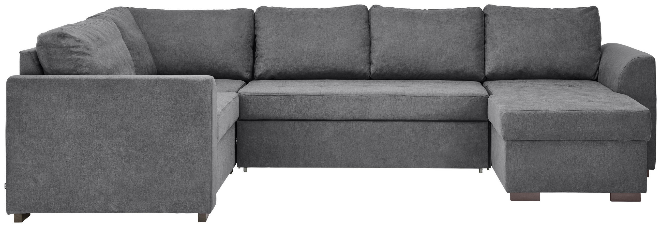 WOHNLANDSCHAFT inkl.Funktionen Grau Webstoff  - Schwarz/Grau, Design, Kunststoff/Textil (205/311/160cm) - Xora