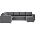 WOHNLANDSCHAFT inkl.Funktionen Grau Webstoff  - Schwarz/Grau, Design, Kunststoff/Textil (205/311/160cm) - Xora