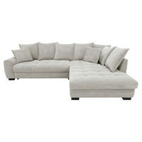 ECKSOFA Elfenbein Cord Rückenkissen, Armlehnenkissen, Bettkasten, Schlaffunktion, Rücken echt, Liegefläche im Originalstoff  - Elfenbein/Schwarz, KONVENTIONELL, Kunststoff/Textil (304/212cm) - Carryhome