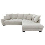 ECKSOFA Elfenbein Cord Rückenkissen, Armlehnenkissen, Bettkasten, Schlaffunktion, Rücken echt, Liegefläche im Originalstoff  - Elfenbein/Schwarz, KONVENTIONELL, Kunststoff/Textil (304/212cm) - Carryhome