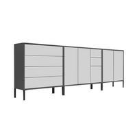 SIDEBOARD  in 263,5/86/33 cm  - Anthrazit/Weiß, MODERN, Holzwerkstoff/Metall (263,5/86/33cm) - MID.YOU