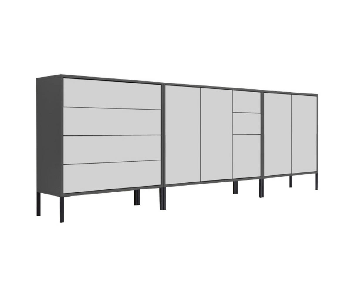 SIDEBOARD  in 263,5/86/33 cm  - Anthrazit/Weiß, MODERN, Holzwerkstoff/Metall (263,5/86/33cm) - MID.YOU