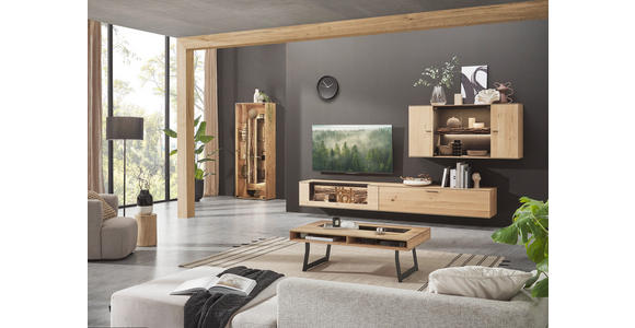 WOHNWAND  in Anthrazit, Eichefarben  336/195/44 cm  - Eichefarben/Anthrazit, Design, Glas/Holz (336/195/44cm) - Valnatura