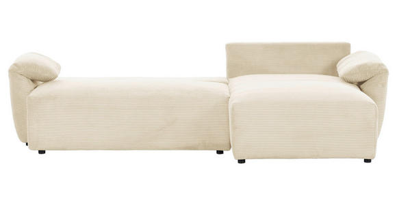 ECKSOFA Naturfarben Cord Rückenkissen, Schlaffunktion, Rücken echt, Stauraum, Liegefläche im Originalstoff  - Schwarz/Naturfarben, KONVENTIONELL, Kunststoff/Textil (266/180cm) - Carryhome
