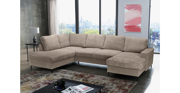 WOHNLANDSCHAFT Taupe Cord  - Taupe/Schwarz, KONVENTIONELL, Textil/Metall (197/303/148cm) - Carryhome