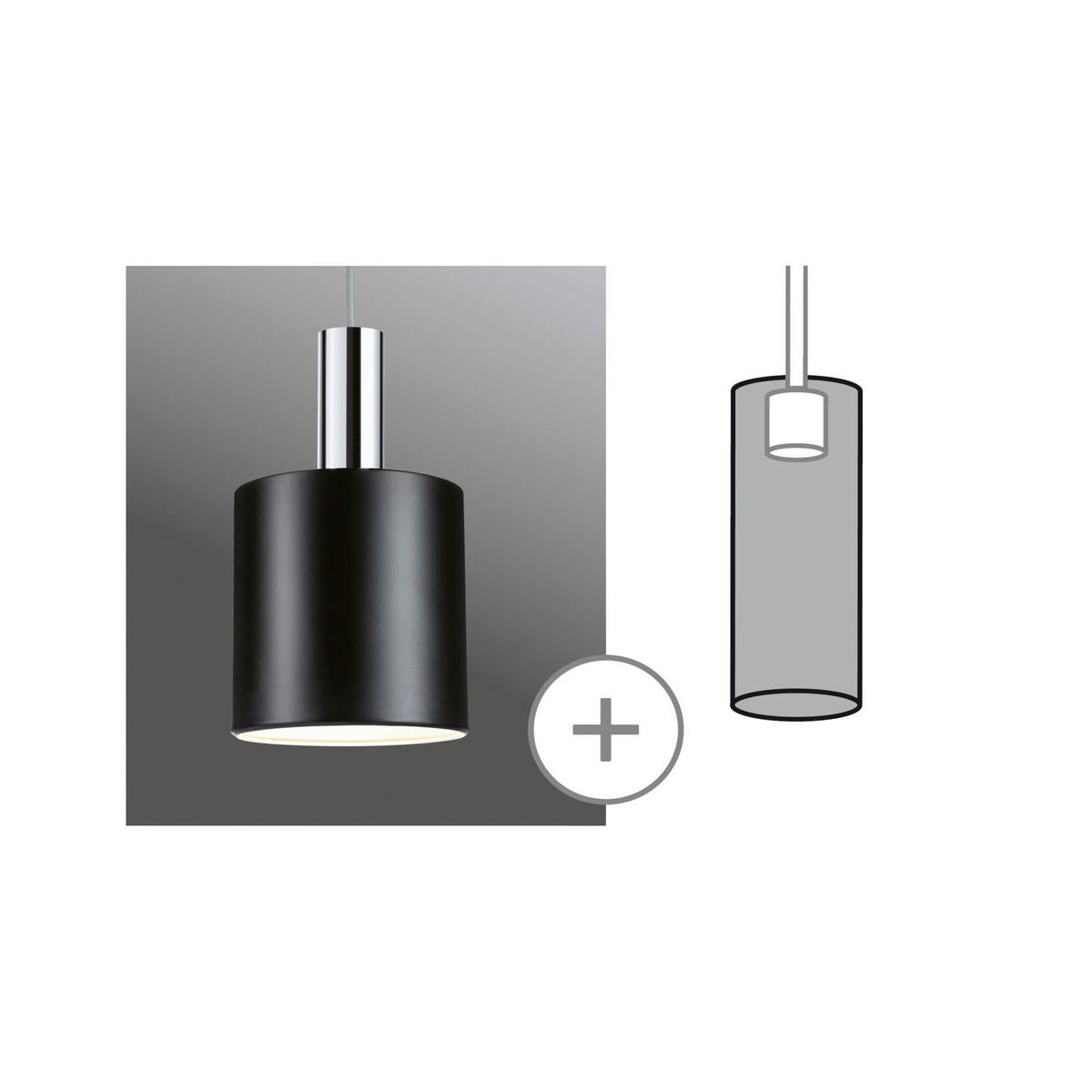SCHIENENSYSTEM-LEUCHTENSCHIRM 16/17 cm   - Schwarz, Basics, Metall (16/17cm) - Paulmann