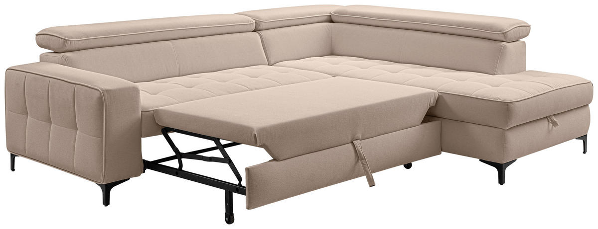 ECKSOFA  in Struktur Taupe  251/203 cm  - Taupe/Schwarz, Design, Textil/Metall (251/203cm) - MID.YOU