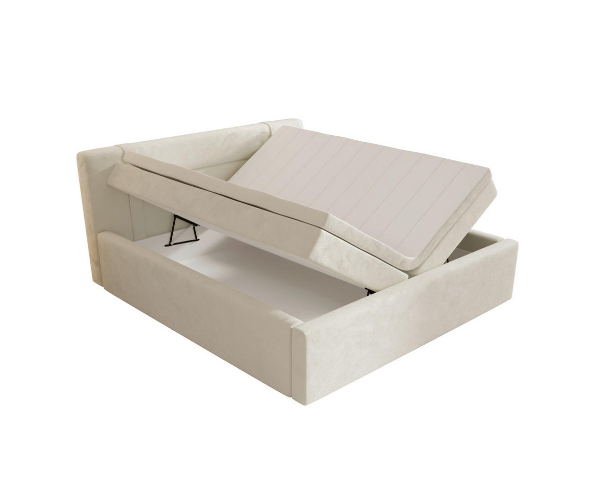 BOXBETT 200/200 cm,  in Beige, Bettkasten, Topper, H2 = mittel  - Beige, MODERN, Textil (200/200cm) - MID.YOU