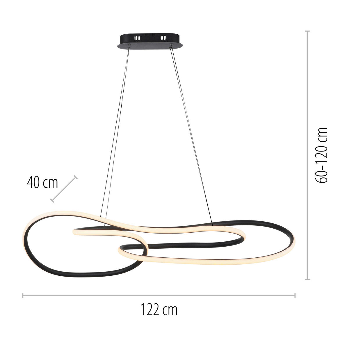 VISEČA LED-SVETILKA  TWIST 64 W//2700 K/230 V/ - črna, Design, kovina/umetna masa (122/40/120cm)