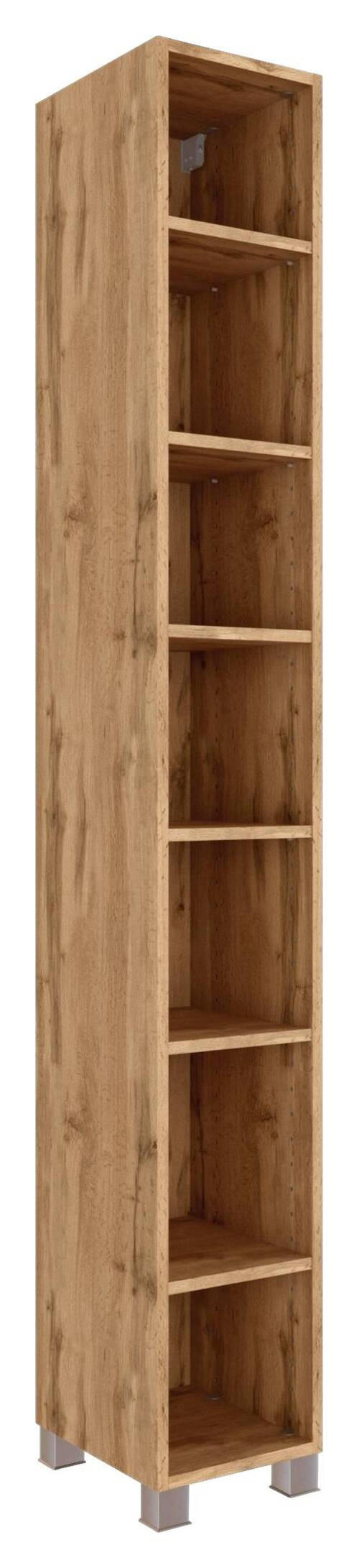 BADEZIMMERREGAL 25/180/35 cm - Eichefarben/Silberfarben, Konventionell, Holzwerkstoff/Kunststoff (25/180/35cm) - Held